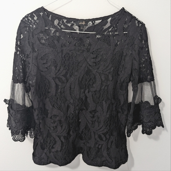 Ontwelfth Mesh Sleeve Lace Blouse - US L - Picture 2 of 8